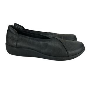 Clarks Women's 9 Cloudsteppers Sillian Holly Comfort Shoes Flats Slip On Black